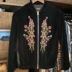 SOLD Topshop velour embroidered bomber jacket